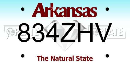 834ZHV Arkansas License Plate