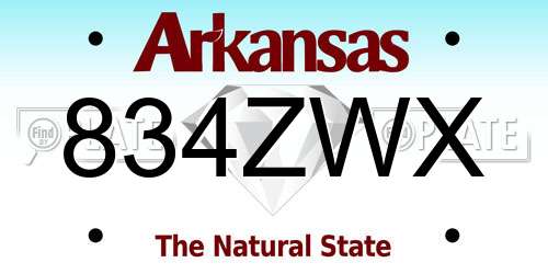 834ZWX Arkansas License Plate