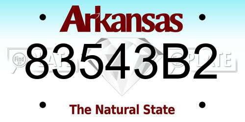 83543B2 Arkansas License Plate