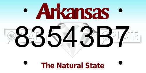 83543B7 Arkansas License Plate