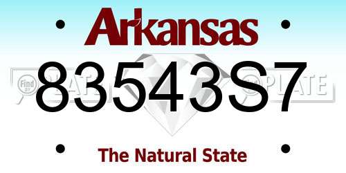 83543S7 Arkansas License Plate