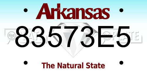 83573E5 Arkansas License Plate