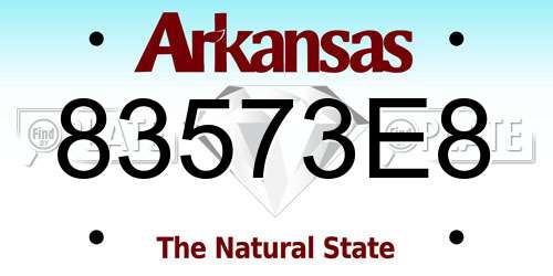 83573E8 Arkansas License Plate