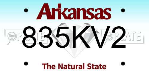 835KV2 Arkansas License Plate
