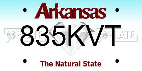 835KVT Arkansas License Plate