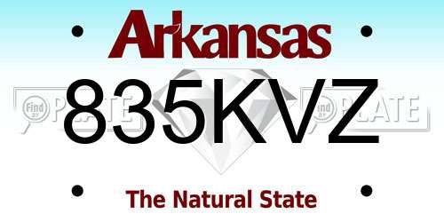 835KVZ Arkansas License Plate
