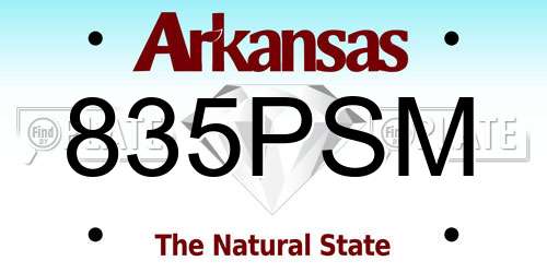 835PSM Arkansas License Plate