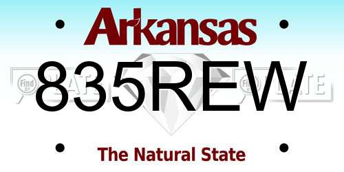 835REW Arkansas License Plate