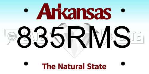 835RMS Arkansas License Plate