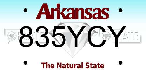 835YCY Arkansas License Plate
