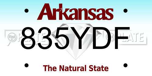 835YDF Arkansas License Plate