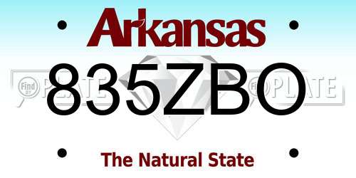 835ZBO Arkansas License Plate