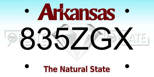 835ZGX Arkansas License Plate