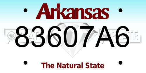 83607A6 Arkansas License Plate