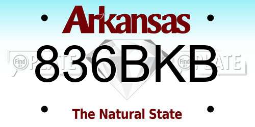 836BKB Arkansas License Plate