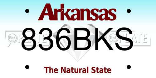 836BKS Arkansas License Plate