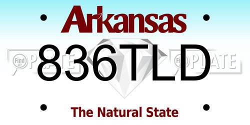 836TLD Arkansas License Plate