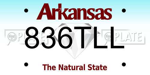 836TLL Arkansas License Plate