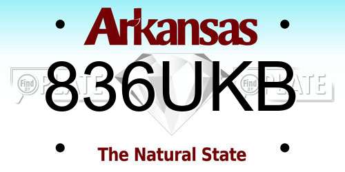 836UKB Arkansas License Plate