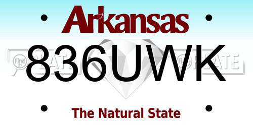 836UWK Arkansas License Plate