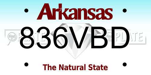 836VBD Arkansas License Plate