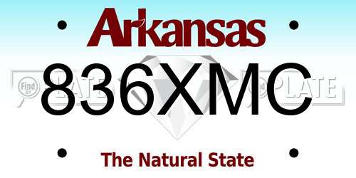 836XMC Arkansas License Plate