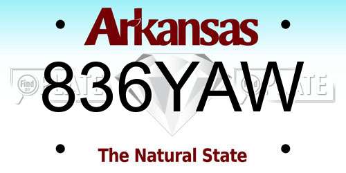 836YAW Arkansas License Plate