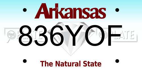 836YOF Arkansas License Plate
