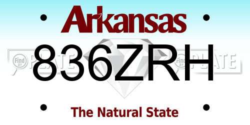 836ZRH Arkansas License Plate