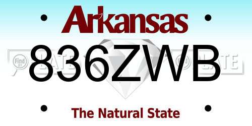 836ZWB Arkansas License Plate