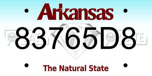 83765D8 Arkansas License Plate