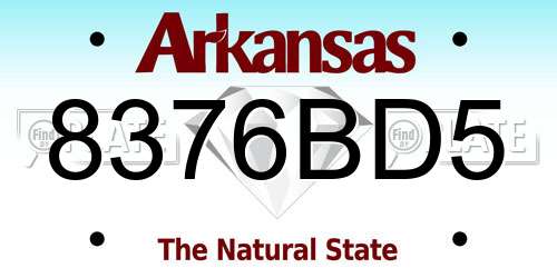8376BD5 Arkansas License Plate