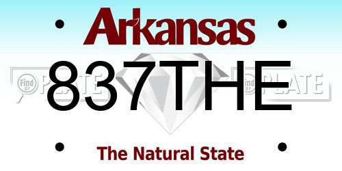 837THE Arkansas License Plate