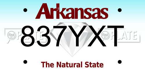 837YXT Arkansas License Plate