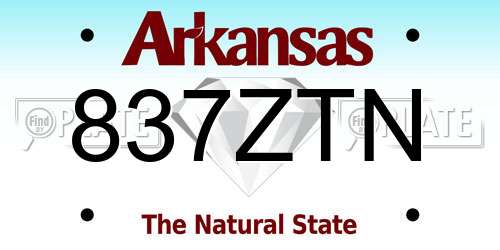 837ZTN Arkansas License Plate