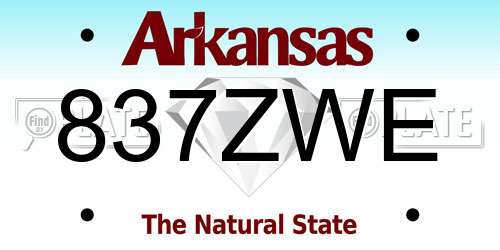 837ZWE Arkansas License Plate