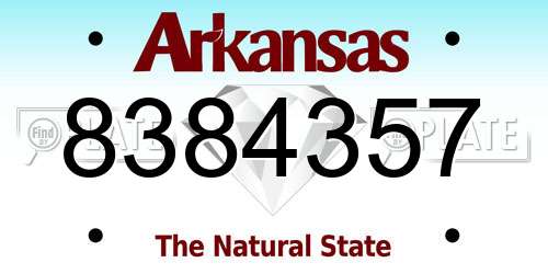 8384357 Arkansas License Plate