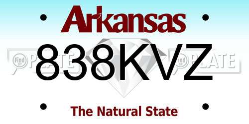 838KVZ Arkansas License Plate