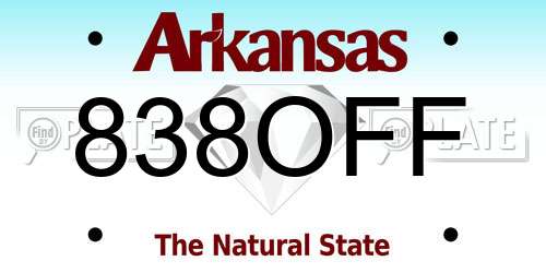 838OFF Arkansas License Plate