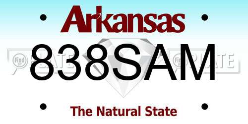 838SAM Arkansas License Plate