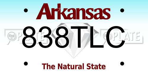 838TLC Arkansas License Plate