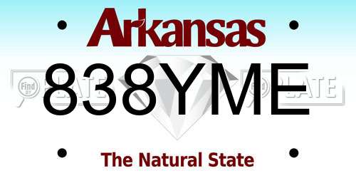 838YME Arkansas License Plate