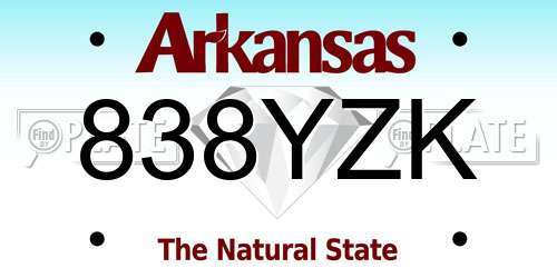 838YZK Arkansas License Plate