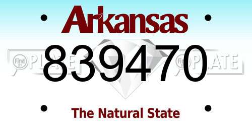 839470 Arkansas License Plate