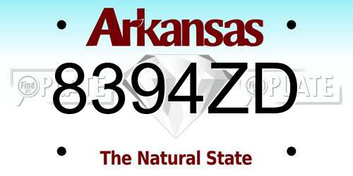 8394ZD Arkansas License Plate