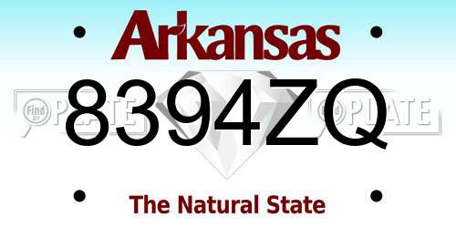 8394ZQ Arkansas License Plate