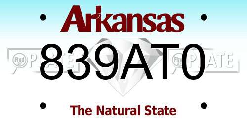 839AT0 Arkansas License Plate