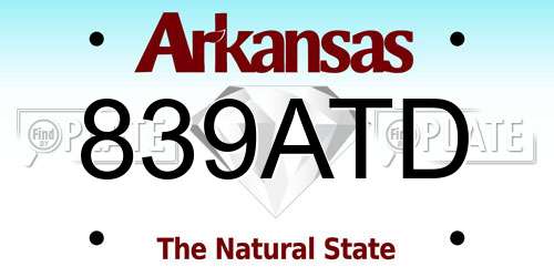 839ATD Arkansas License Plate