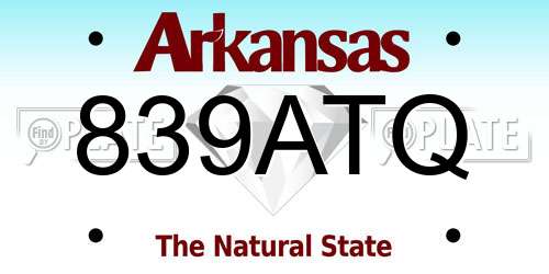 839ATQ Arkansas License Plate