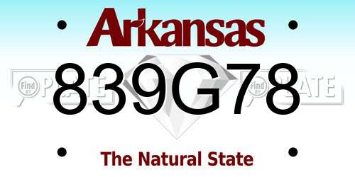 839G78 Arkansas License Plate